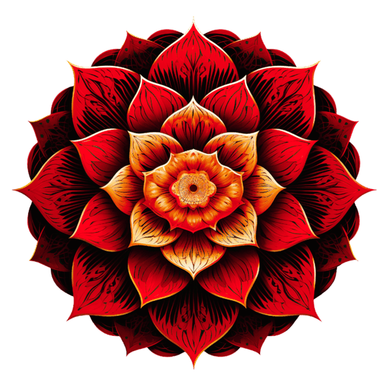 red 4 petals lotus flower representing the root chakra