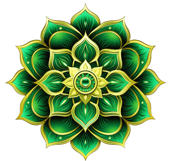 Twelve petaled green lotus flower symbolizing the heart chakra