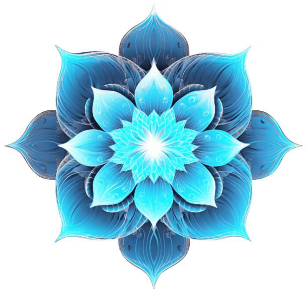 Sixteen petaled blue lotus flower symbolizing the throat chakra